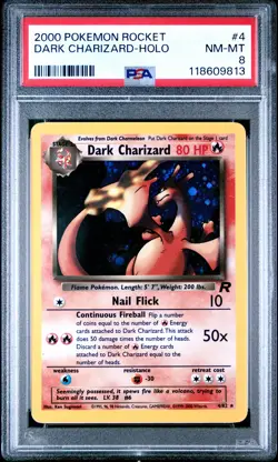 2000 Pokemon Rocket #4 Dark Charizard Holo PSA 8 NM-MINT - Image 1