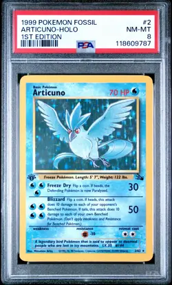 1999 Pokemon Fossil #2 Articuno Holo 1st Edition PSA 8 NM-MINT NEWLY GRADED - Image 1