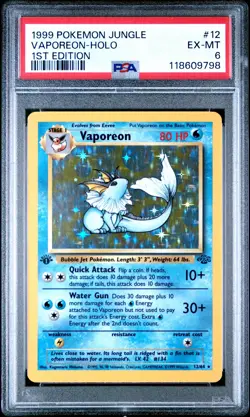 1999 Pokemon Jungle #12 Vaporeon Holo 1st Edition PSA 6 EX-MINT NEWLY GRADED - Image 1
