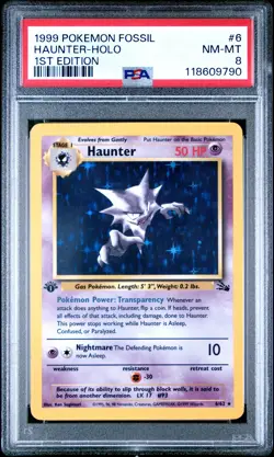 1999 Pokemon Fossil #6 Haunter Holo 1st Edition PSA 8 NM-MINT NEWLY GRADED - Image 1