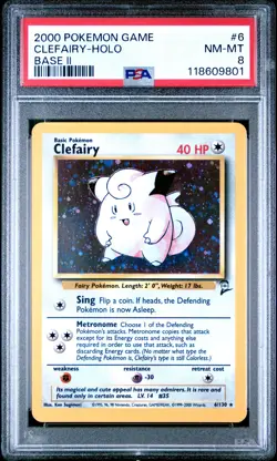 2000 Pokemon Game Base II 2 #6 Clefairy Holo PSA 8 NM-MINT - Image 1