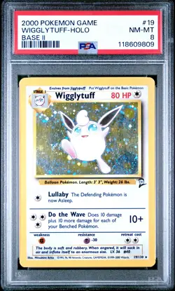2000 Pokemon Game Base II 2 #19 Wigglytuff Holo PSA 8 NM-MINT w/ SWIRL! - Image 1