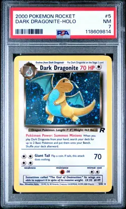 2000 Pokemon Rocket #5 Dark Dragonite Holo PSA 7 NM - Image 1