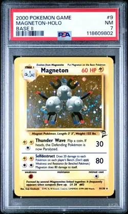 2000 Pokemon Game Base II 2 #9 Magneton Holo PSA 7 NM w/ SWIRL! - Image 1