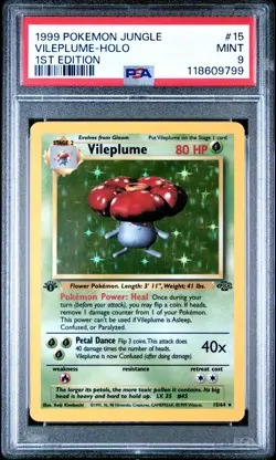 1999 Pokemon Jungle #15 Vileplume Holo 1st Edition PSA 9 MINT NEWLY GRADED - Image 1