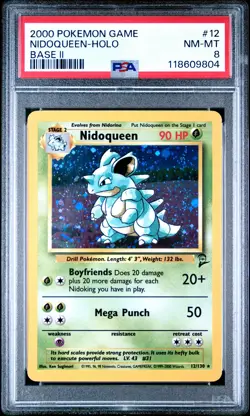 2000 Pokemon Game Base II 2 #12 Nidoqueen Holo PSA 8 NM-MINT - Image 1