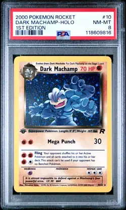 2000 Pokemon Rocket #10 Dark Machamp Holo 1st Edition PSA 8 NM-MINT - Image 1