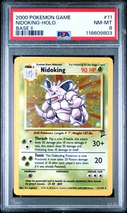 2000 Pokemon Game Base II 2 #11 Nidoking Holo PSA 8 NM-MINT - Image 1