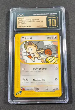Pokemon Japanese 1st Ed. Meowth 029/128 CGC 10 PRISTINE Expedition Base - Image 1