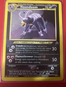 Pokemon TCG Houndoom Neo Discovery Holo Rare Card 4/75 LP Condition W/ Crease - Image 1