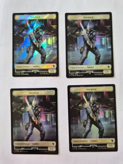 Final Fantasy Soldier Token / Rebel Token Surge Foil card x4 MTG Near Mint NM - Image 1