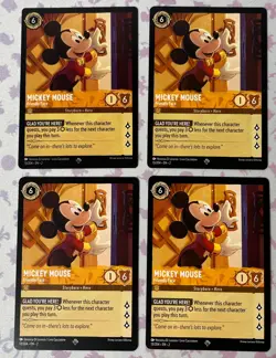 4x Lorcana Disney 13/204 Mickey Mouse Friendly Face Super Rare Card x4 Playset - Image 1