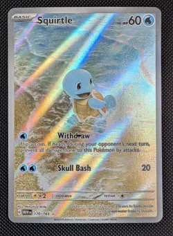 Pokemon TCG Squirtle 170/165 Scarlet & Violet 151 Illustration Rare Holo Card NM - Image 1