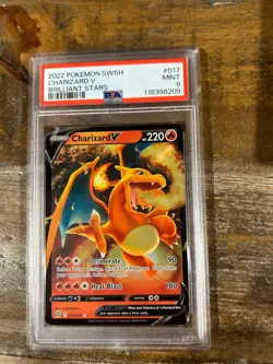 POKEMON 2022 Brilliant Stars SWSH CHARIZARD V #017 PSA 9 Mint RARE 2 - Image 1