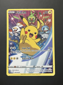 Pokemon TCG Pikachu SWSH020 Sword & Shield Promo Card Holo NM Full Art - Image 1