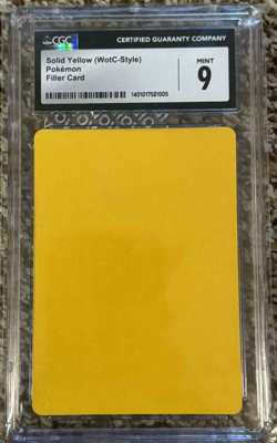 Pokemon Solid Yellow Filler Card WotC Style CGC Mint 9 Error Misprint Card M Eng - Image 1