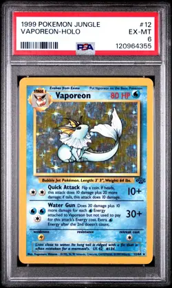 1999 POKEMON JUNGLE #12 VAPOREON-HOLO PSA 6 - Image 1
