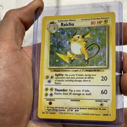Raichu 14/102 Base Set Unlimited WOTC Holo Rare Pokemon Card MP/LP Vintage TCG - Image 2