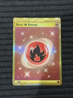 Pokemon TCG Basic Fire Energy 230/197 SV03 Obsidian Flames Gold Secret Rare Card - Image 1