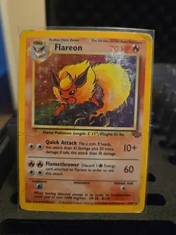 1999 Pokemon FLAREON Jungle Set HOLO BLEED Misprint INK ERROR Card 3/64 Rare NM - Image 1
