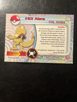 #63 Abra Topps Pokemon Card Tv Animation Edition Blue Logo - Image 2