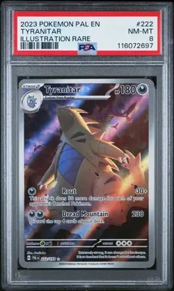 2023 POKEMON PAL EN-PALDEA EVOLVED ILLUSTRATION RARE #222 TYRANITAR PSA 8 - Image 1