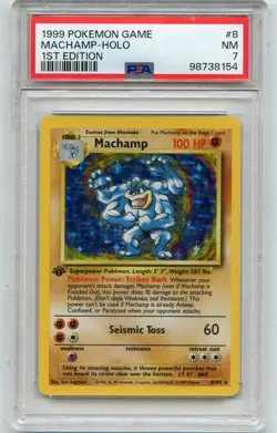 1999 POKEMON GAME #8 MACHAMP - HOLO "1st EDITION" - PSA 7 NM (38154) - Image 1