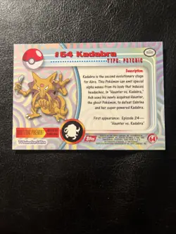 Kadabra #64 1999 Topps Pokemon TV Animation Edition Series 1 - Image 2