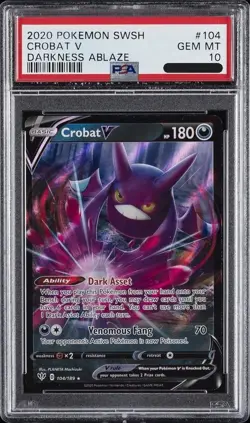 2020 POKEMON SWORD & SHIELD DARKNESS ABLAZE #104 CROBAT V PSA 10 - Image 1