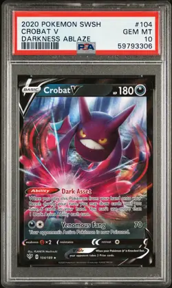 2020 POKEMON SWORD & SHIELD DARKNESS ABLAZE #104 CROBAT V PSA 10 - Image 1