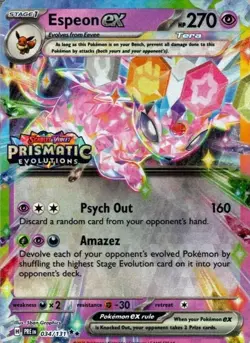 Espeon ex - Surprise Box Prismatic Evolutions 034/131 Stamped Promo Pokemon Card - Image 1