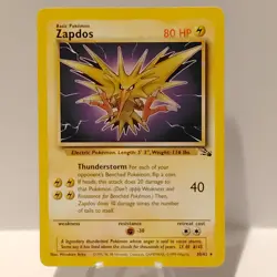 Zapdos 30/62 Rare Fossil Set Non Holo Pokemon Card WOTC Vintage TCG 1999 - Image 1