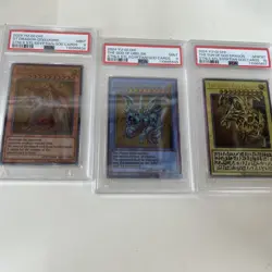 PSA10 9 Yugioh Slifer Obelisk Ra Egyptian God Stainless Steel Card Set 2024 - Image 1