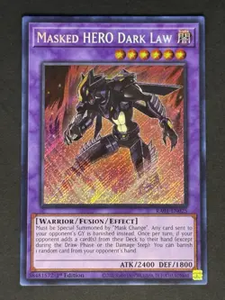 Yugioh Masked Hero Dark Law RA01-EN025 1ST Secret Rare NM - Image 1