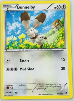 2014 Pokemon Phantom Forces Bunnelby 87/119 Collection Card - Image 1