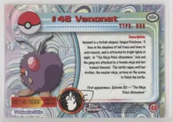 Venonat Topps Chrome Pokemon TV Animation Edition #48 2000 - Image 2