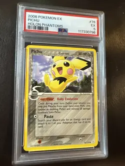 PICHU - 2006 Pokemon EX Holon Phantoms (Non Holo) - PSA Graded USA Shipping - Image 2