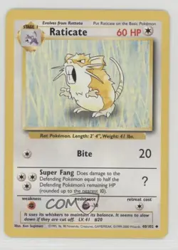 Raticate Pokemon Base Set #40 1999 - Image 1