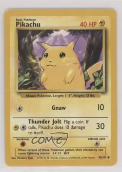 Pikachu Pokemon Base Set #58 1999 - Image 1