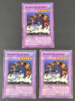 Yugioh TCG - 3x Roaring Ocean Snake - MRD-020 - NM/LP - Unlimited Vintage - 2002 - Image 1