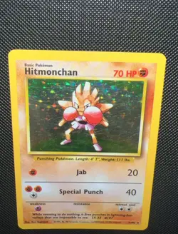 Pokemon TCG Hitmonchan Base Set Holo Unlimited Rare Card 7/102 1999 WOTC Vintage - Image 1