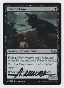 Signed FOIL Carrion Crow Proof MP Magic 2015 M15 Artist Aaron Miller MTG AP 8/30 - Image 1