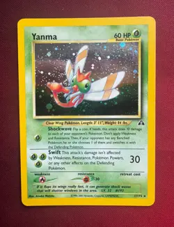YANMA 17/75 Neo Discovery Unlimited HOLO SWIRL rare Pokemon TCG card READ - Image 1