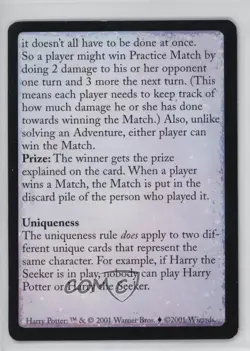 2001 Harry Potter TCG - Quidditch Cup Quidditch Cup Rules Card - Image 2