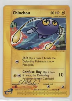 Chinchou Pokemon e-Card Series Aquapolis #71 2002 - Image 1