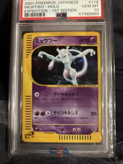 2001 Pokemon Japanese Expedition 1st Edition Mewtwo #118 Holo PSA 10 - Image 2