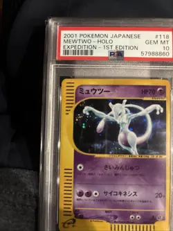 2001 Pokemon Japanese Expedition 1st Edition Mewtwo #118 Holo PSA 10 - Image 3