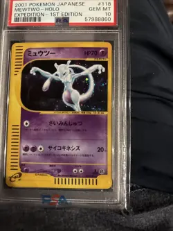 2001 Pokemon Japanese Expedition 1st Edition Mewtwo #118 Holo PSA 10 - Image 5