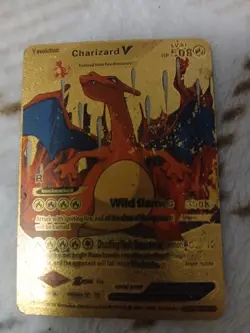 Pokemon Charizard V 508hp Gold Foil Fan Art Collector Card TCG - Image 1