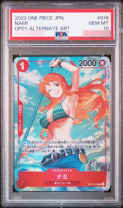 PSA 10 ONE PIECE Card Game Nami (Alt Art) OP01-016 ROMANCE DAWN 2022 Japanese - Image 1